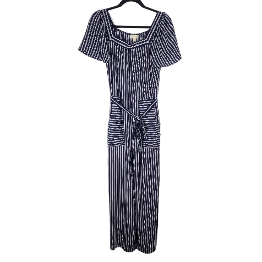 Monteau Blue Striped Romper Womens Large